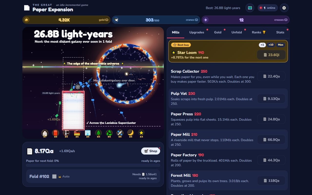 The idle game on a computer at the edge of the observable universe