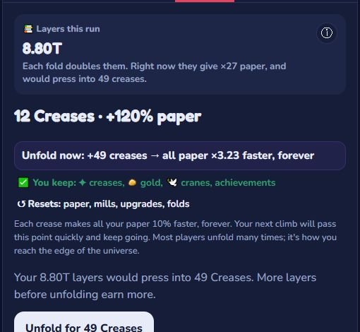 The Unfold tab: what you keep, what resets and the creases you would earn