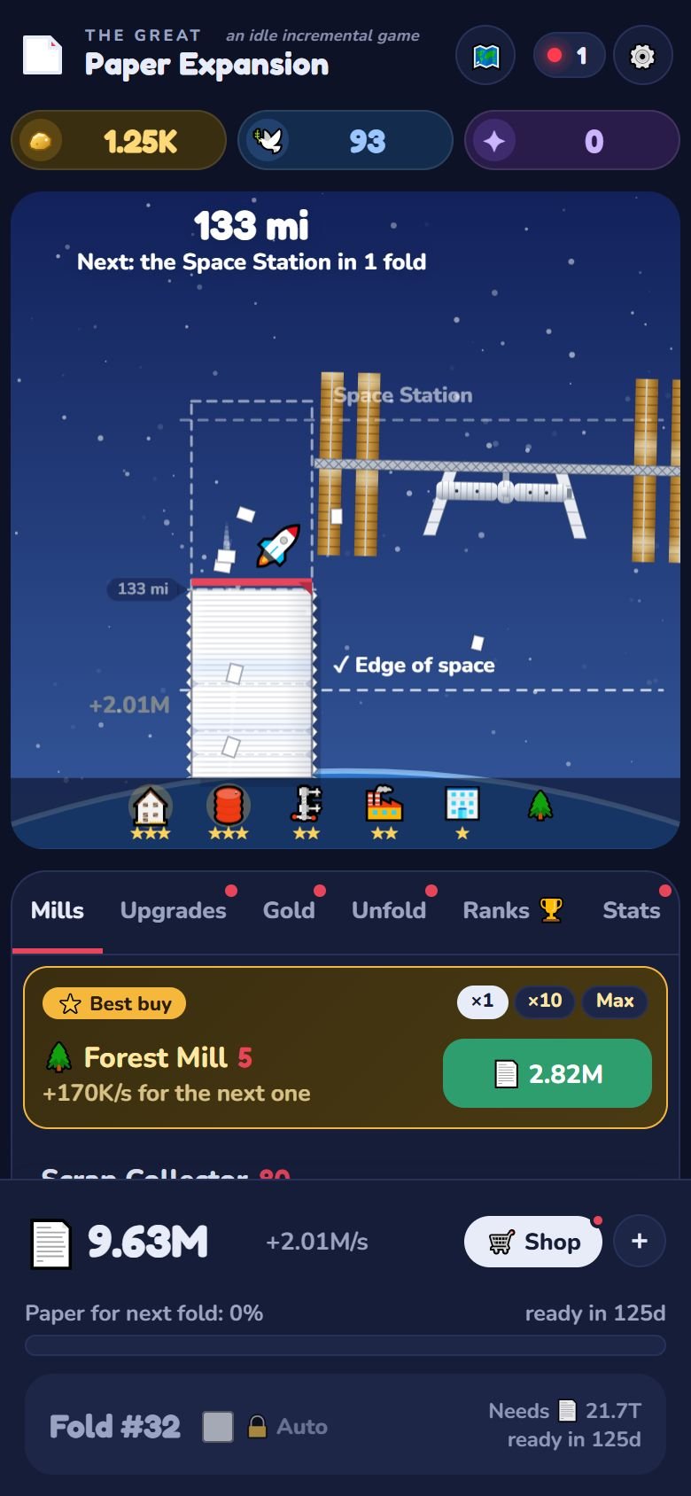 The paper stack reaching the edge of space beside the Space Station